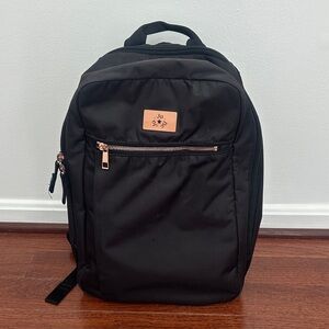 Ju-Ju-Be Black Diaper Backpack with Rose Gold Hardware